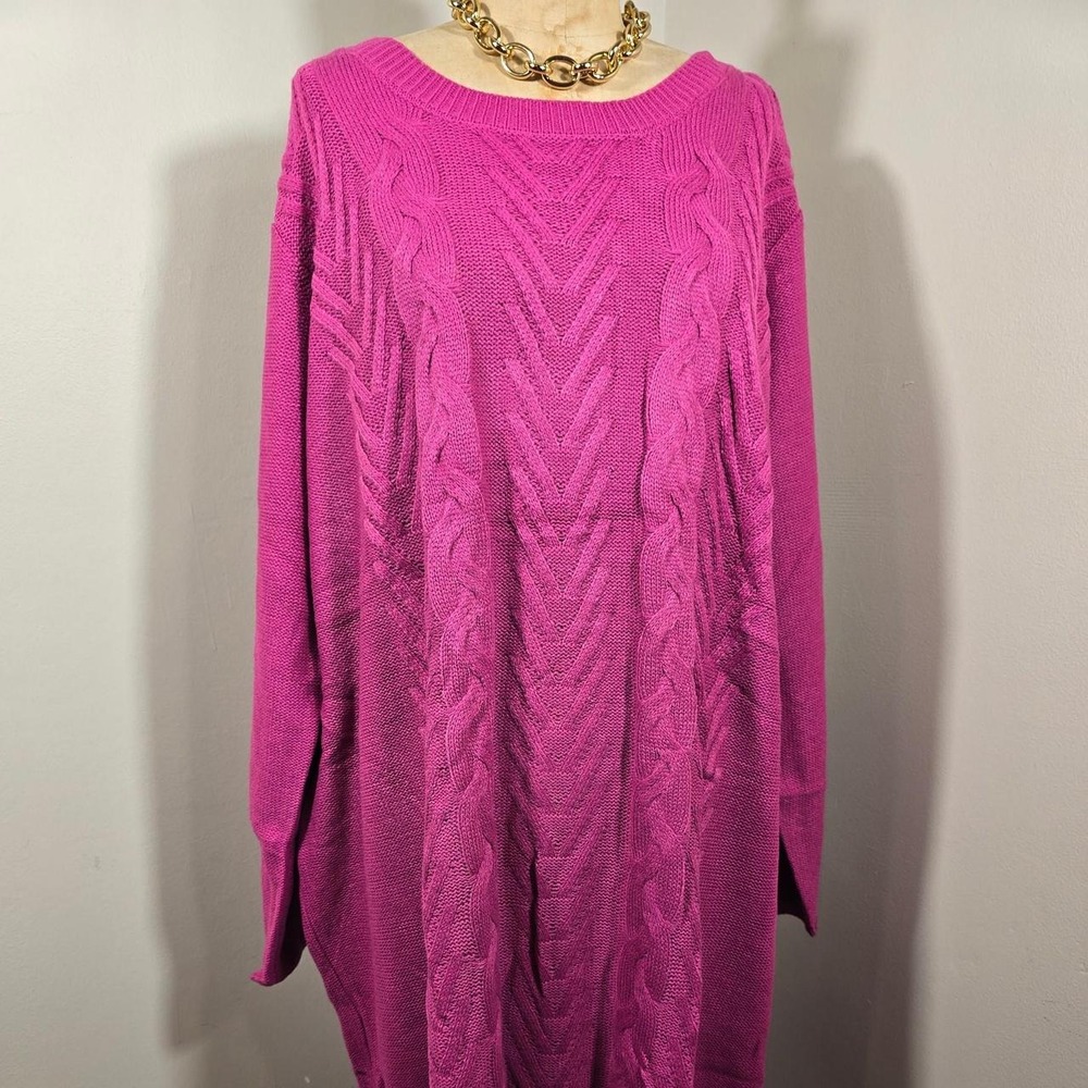 Jessica London pink cable knit sweater size 30/32 4XL